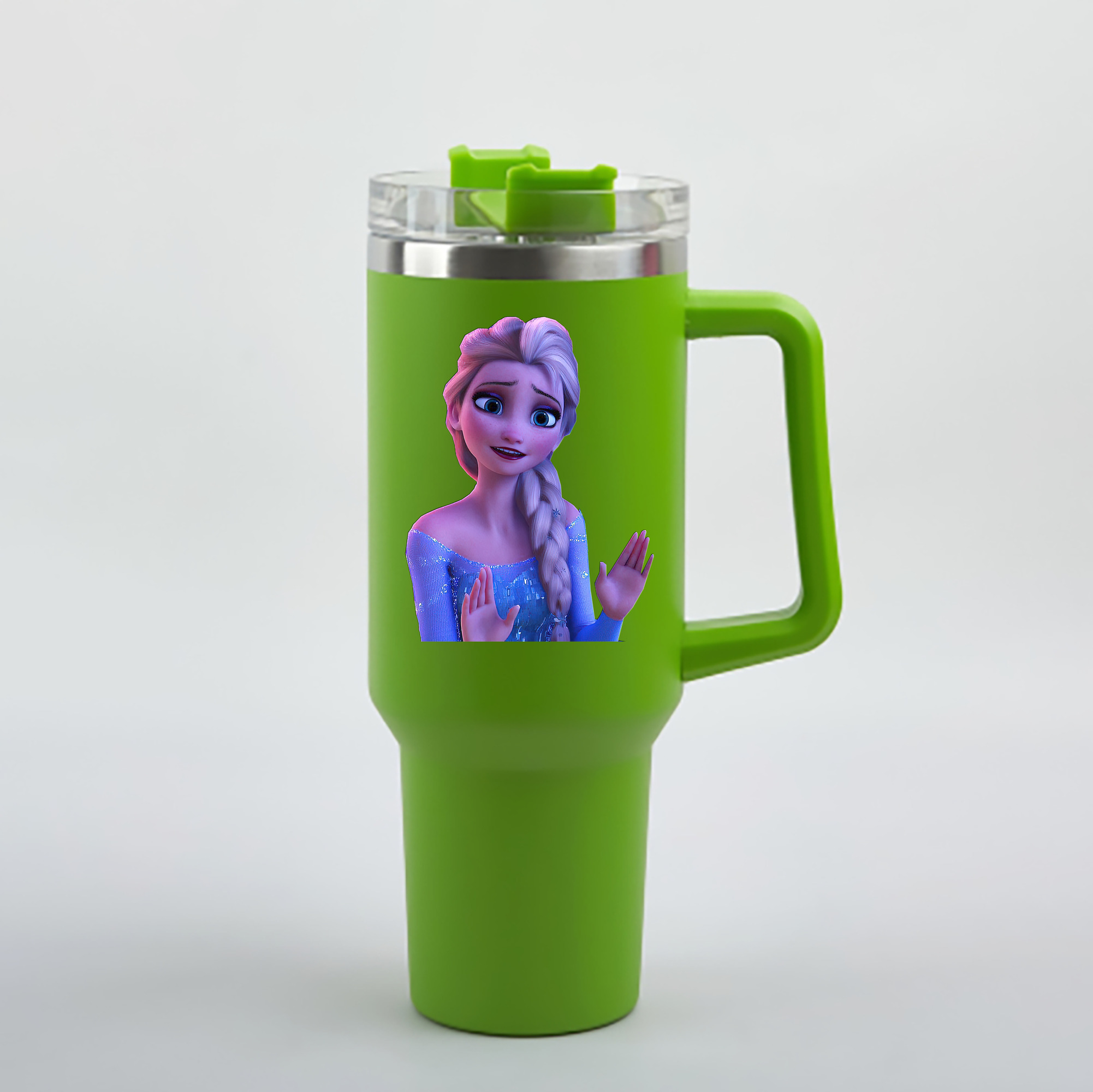 （画像用） アナと雪の女王 アンナ エルサ Frozen Anna Elsa 1200mL車用タンブラー - クリスタルステッカー（プラスチックストロー付き）